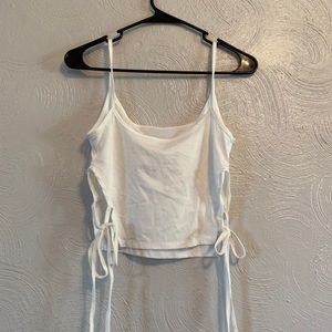 White Crop Tank Top Open Sides with Ties